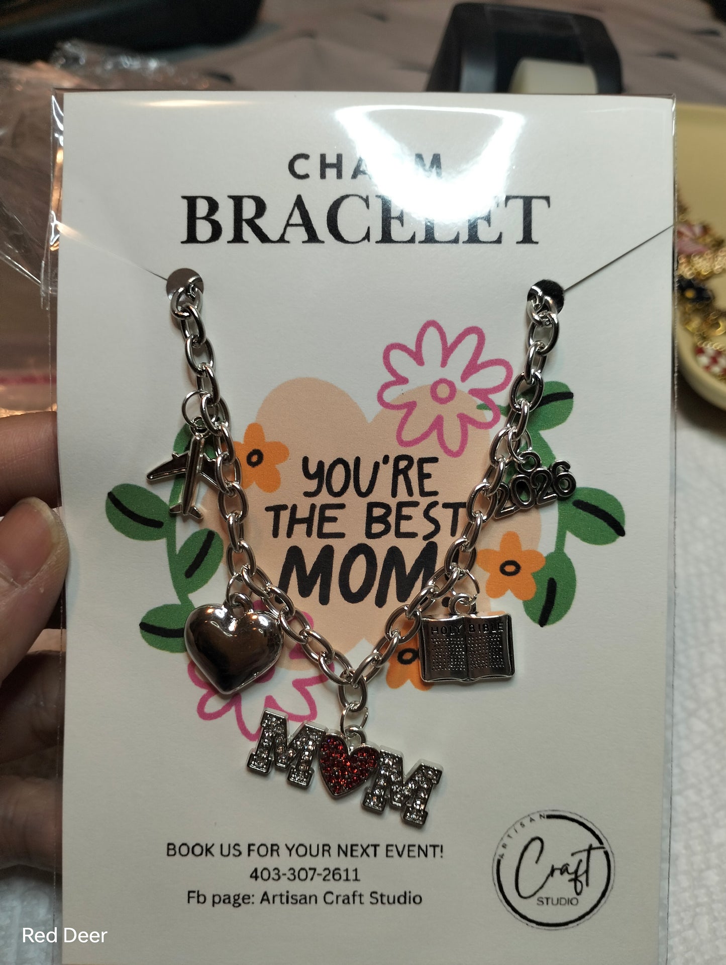 Silver Charm Bracelet for Mom