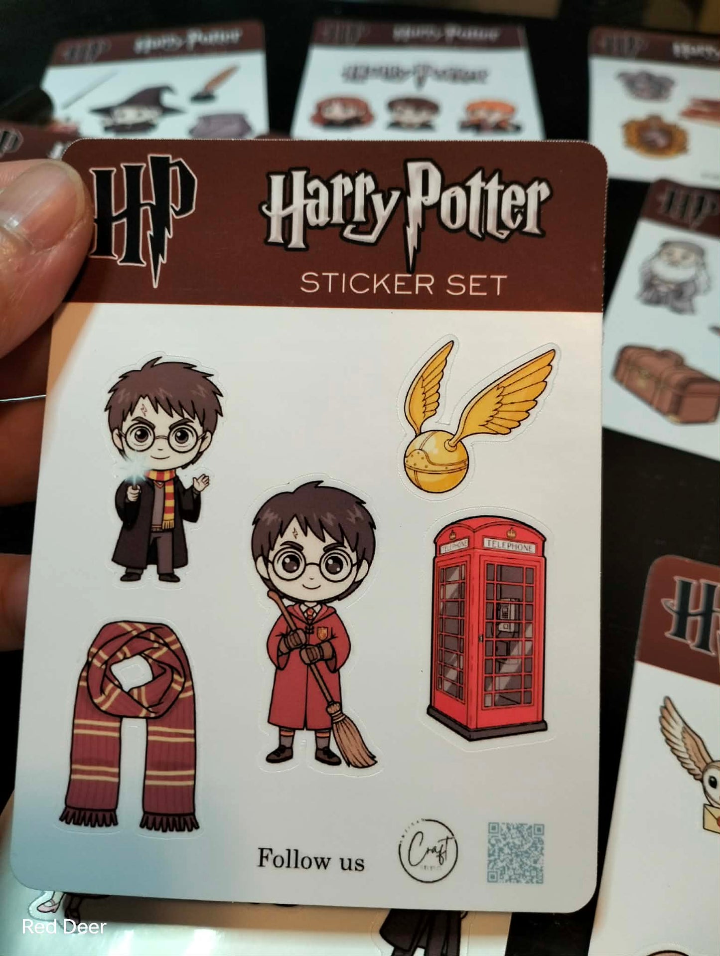 Harry Potter sticker set with characters and iconic elements on a branded card.