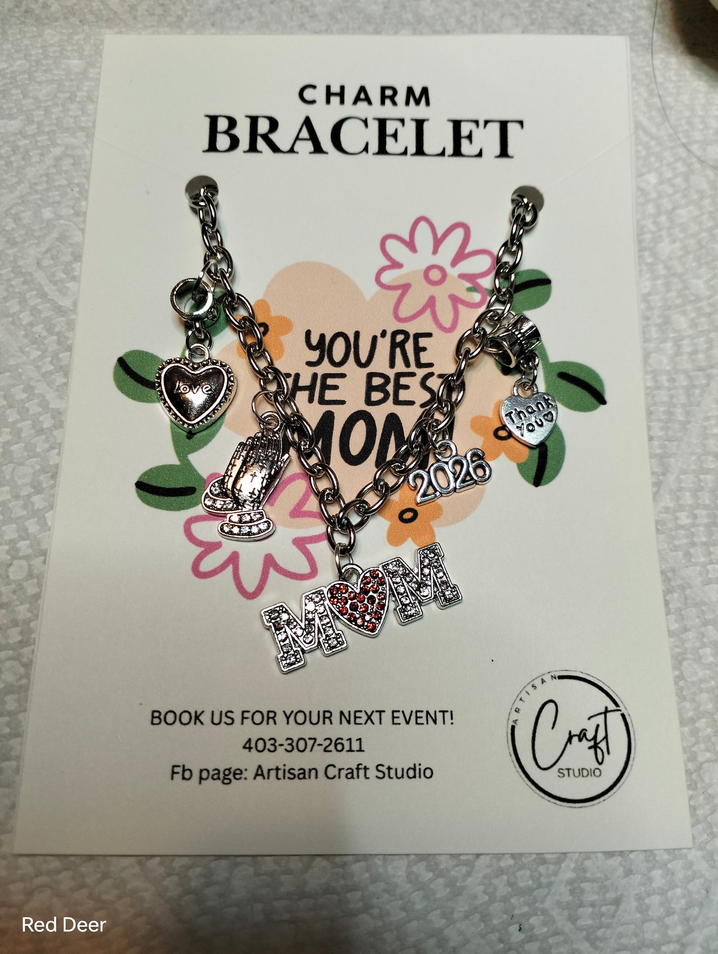 Silver Charm Bracelet for Mom