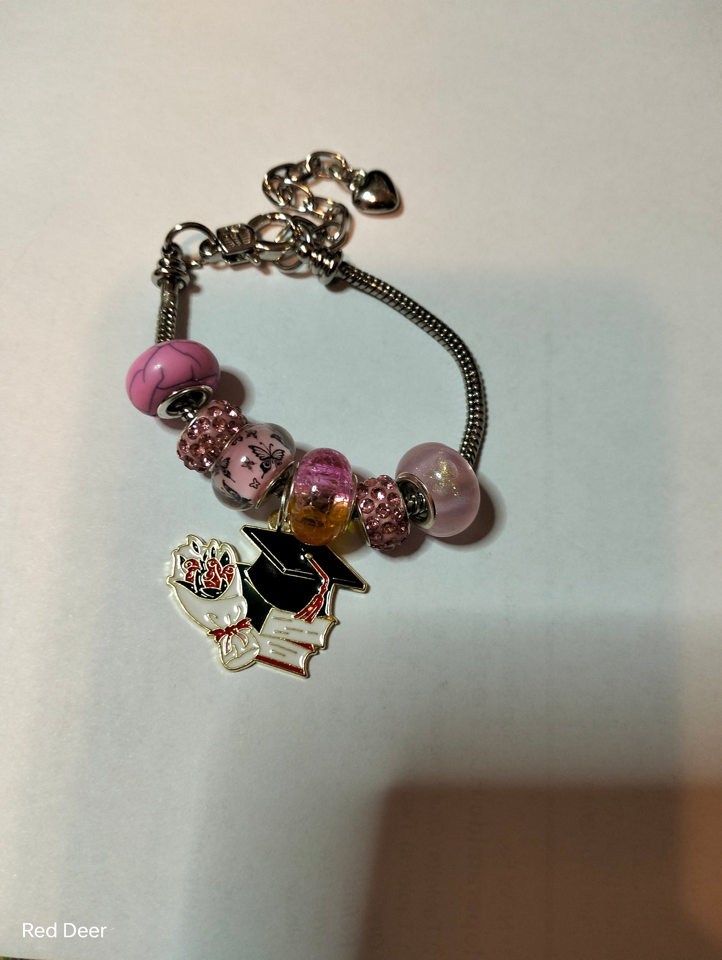Pink Graduation Charm Bracelet