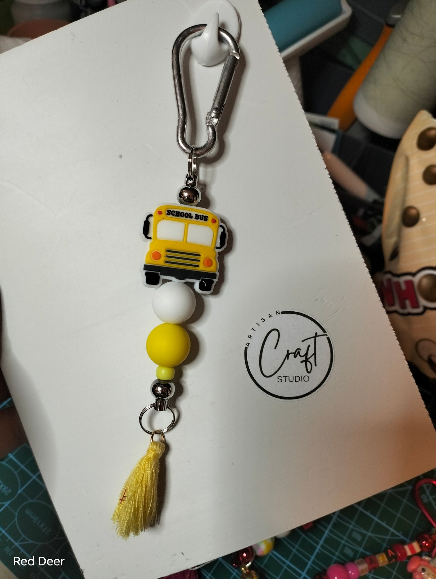 School bus keychain