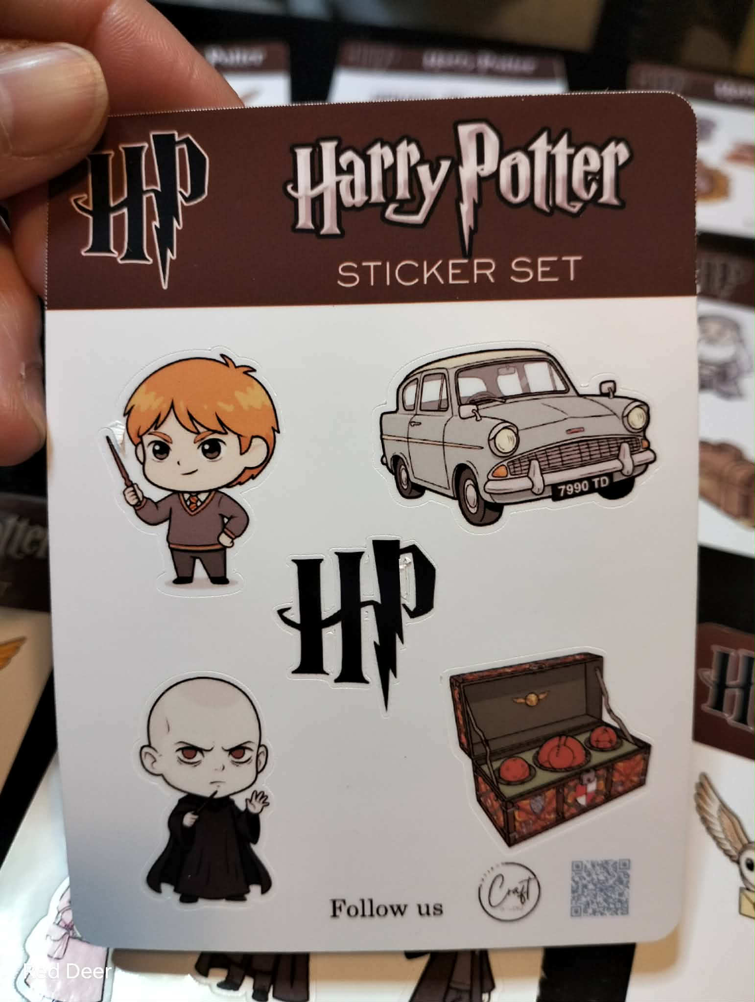 Sticker set featuring characters and objects from Harry Potter with a black border.